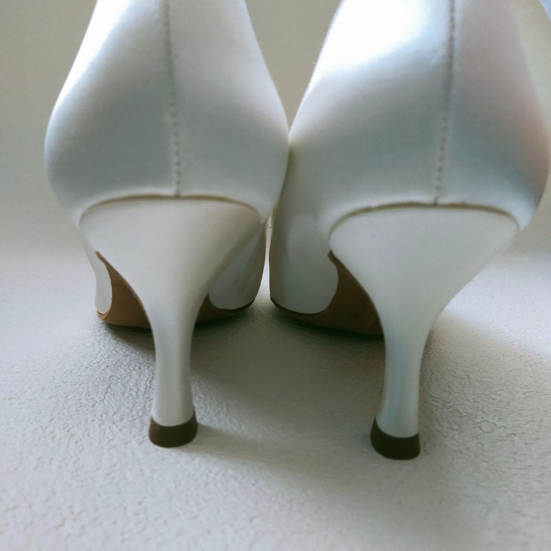 SUPADANCE ホワイトサテン　ヒール7cm　サイズ5（24.5cm)