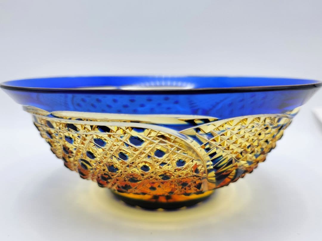 希少品☆江戸切子 小鉢 五寸皿 琥珀瑠璃（切子、江戸切子、薩摩切子）