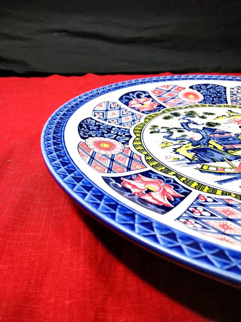 ⬛【高級五彩】九谷焼３７cm特大皿 ♥おもてなし皿に♥ヴィンテージ・コレクション