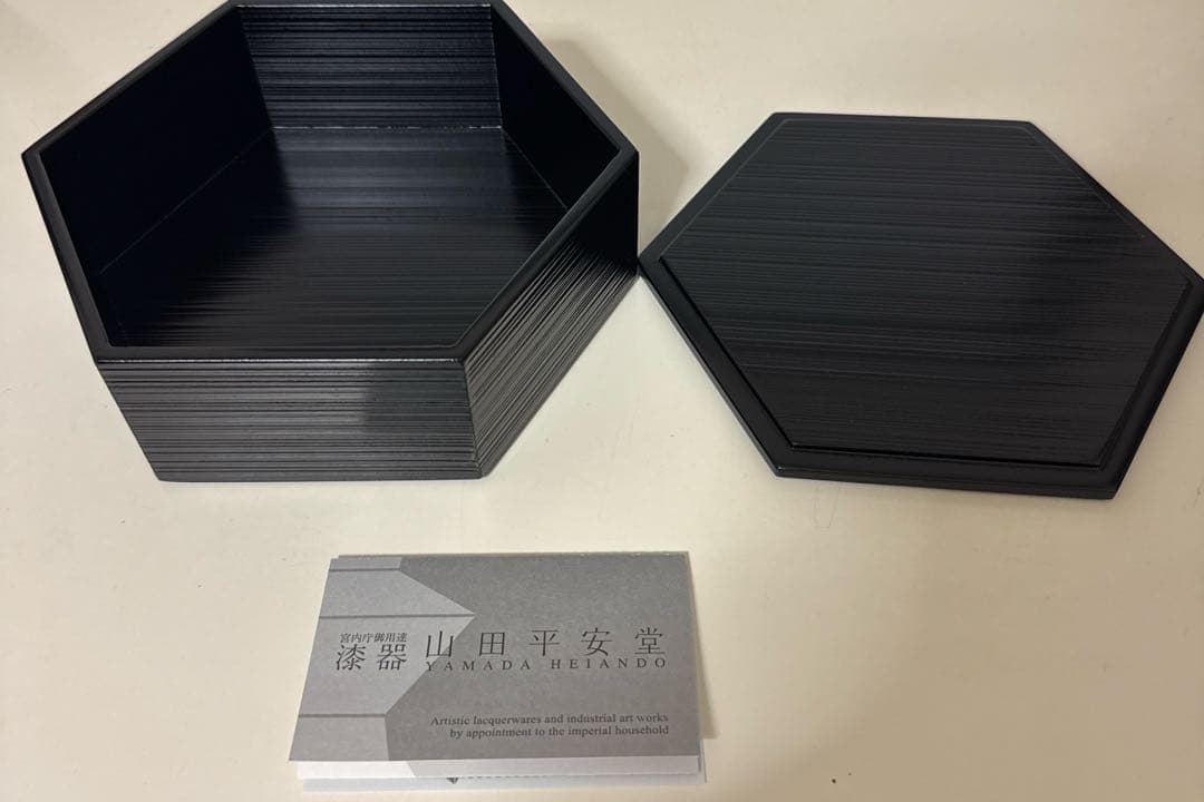 ⭐︎平安堂　六角形一段箱　山田平安堂 木製漆器 アンティーク