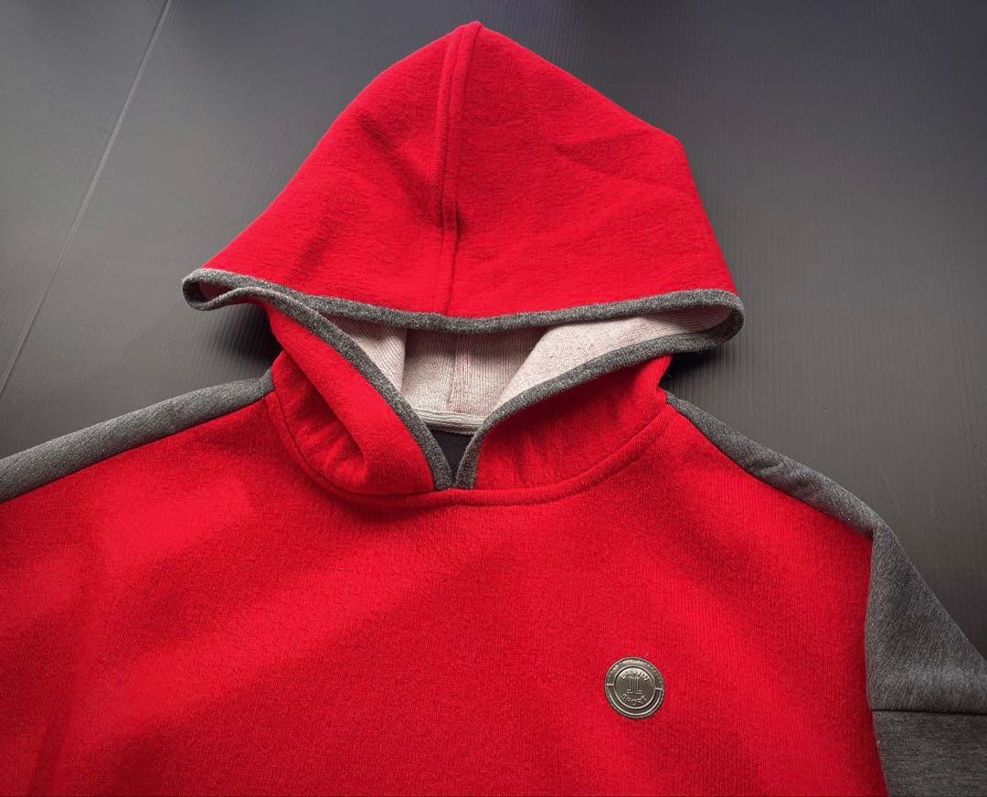 ランバンスポール　フード付きニット　レッド
