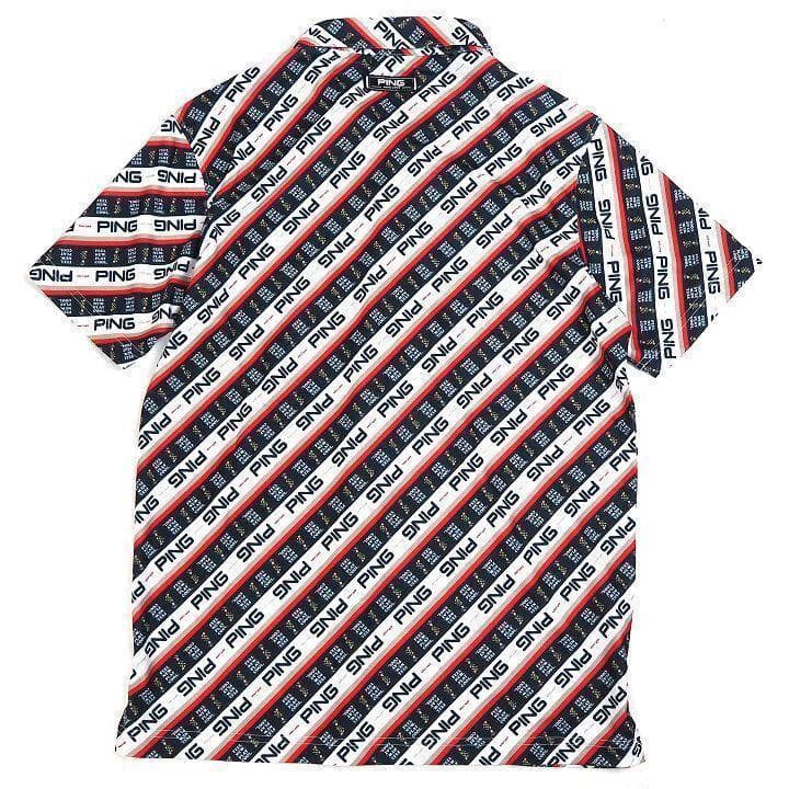 新品 ピン ゴルフ 上下セット 総柄ロゴ ポロシャツ ハーフパンツ レッド L