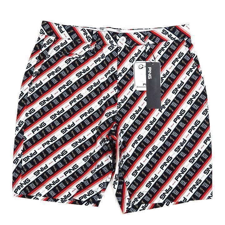 新品 ピン ゴルフ 上下セット 総柄ロゴ ポロシャツ ハーフパンツ レッド L