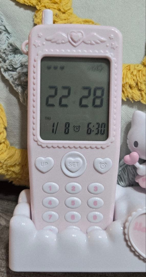 売*！様 【中古 】サンリオ ガラケー形置き時計 ハローキティ