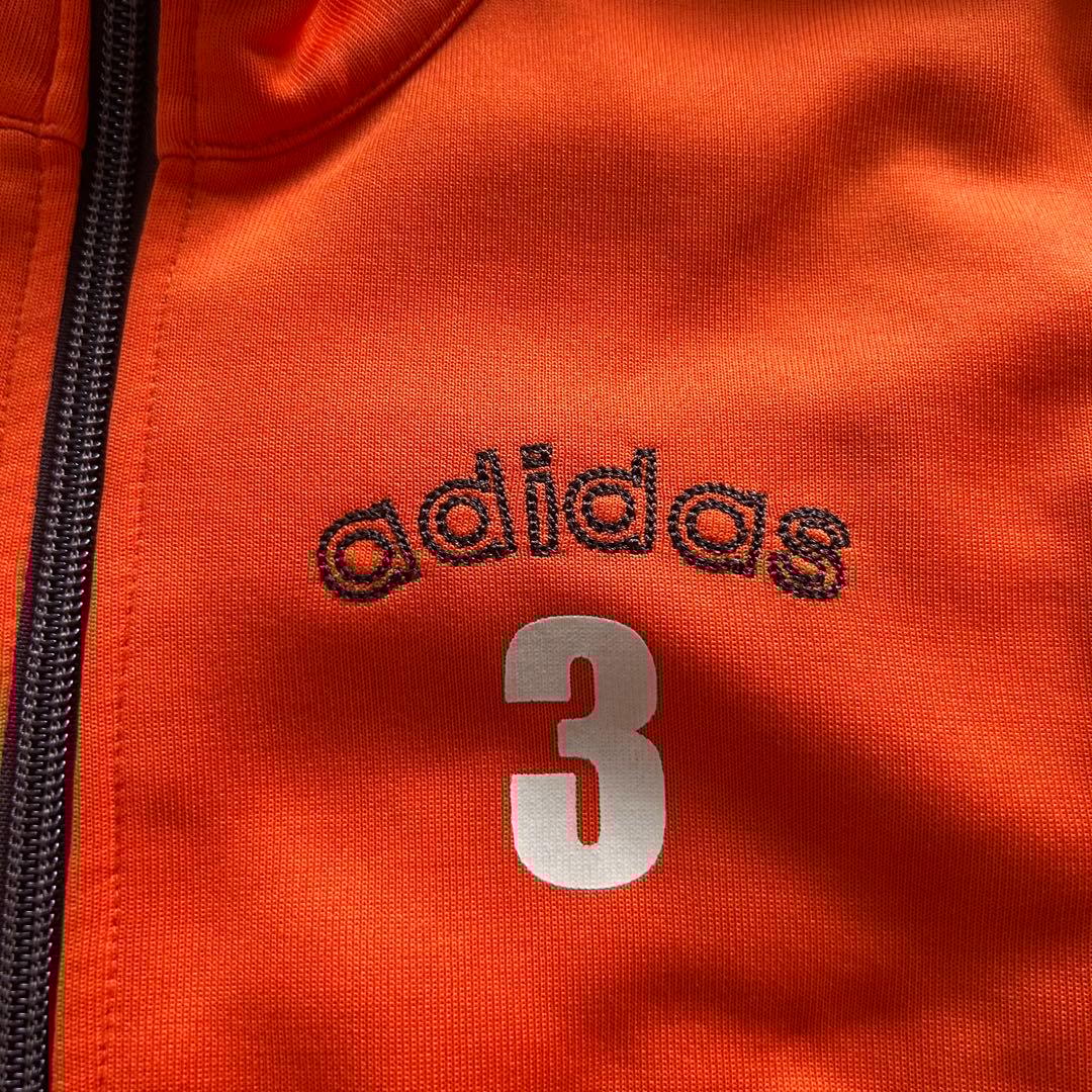 希少・極美品　adidas トラックジャケット オレンジ×茶 3番 刺繍 M相当