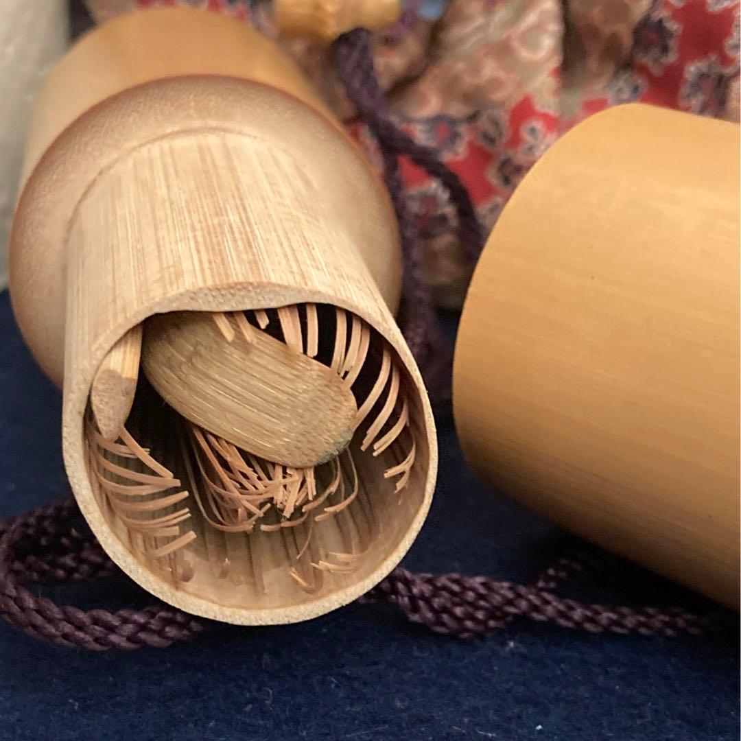 白楽茶碗　野立て茶器一式　茶筅　茶杓