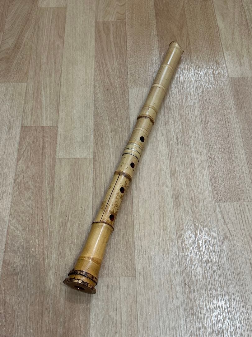 尺八　銀越銘　1尺9寸　銀巻き　銀三線