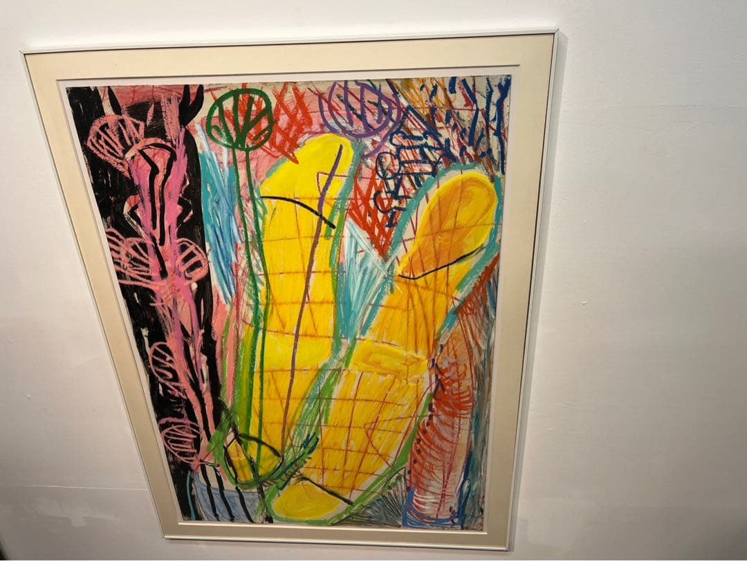 堀越千秋「ニース」1988年 カルトレにアクリル・オイルパステル 額装済