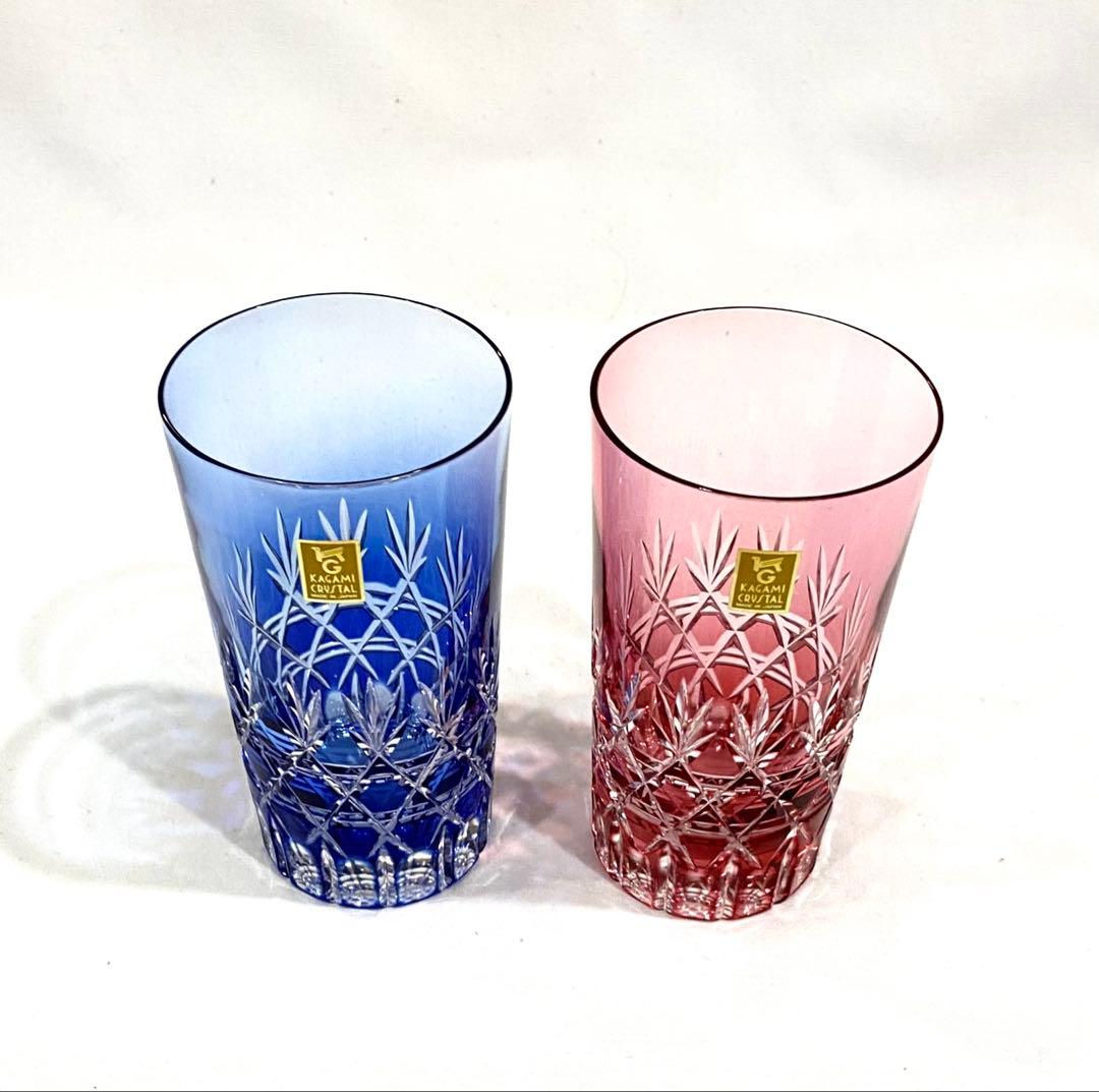 江戸切子　カガミクリスタルのレトロで重厚な　”サンクラール”　ペアタンブラー