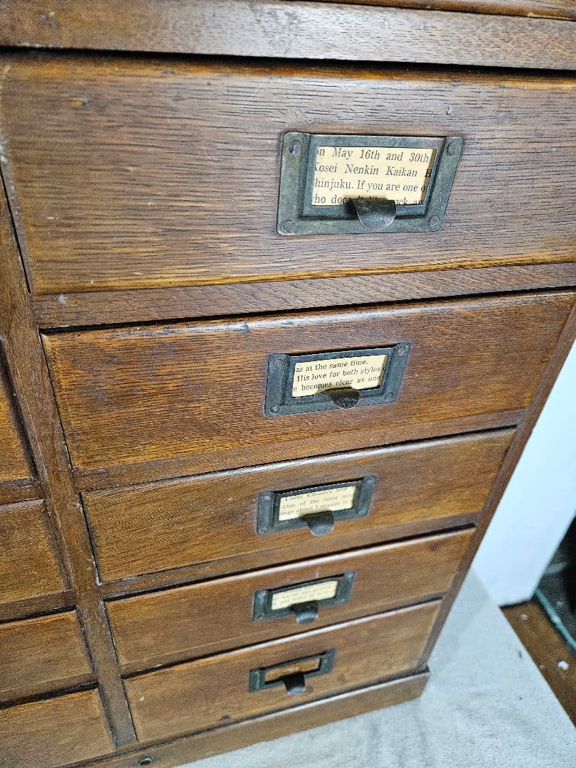 USアンティーク 古い小引出し 12杯 木製 オーク材 古家具 ドロワー