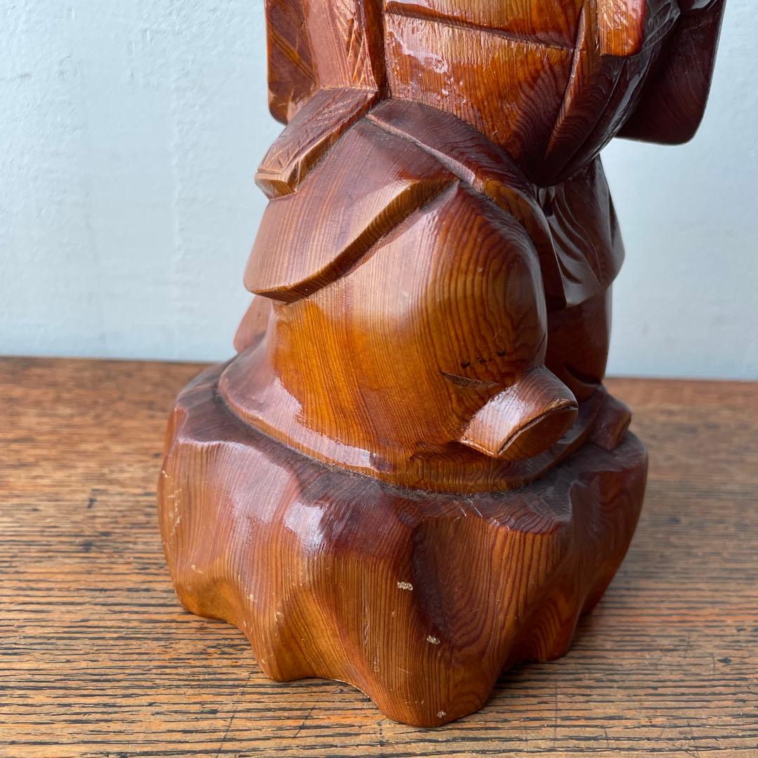 木彫り　獅子被り大黒天　獅子舞　大黒様　七福神　木製　縁起物