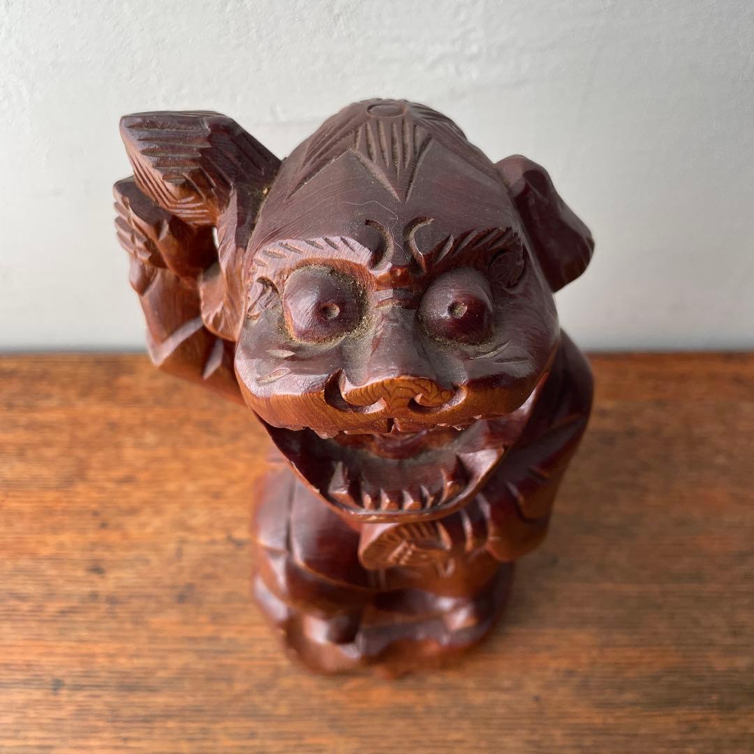 木彫り　獅子被り大黒天　獅子舞　大黒様　七福神　木製　縁起物