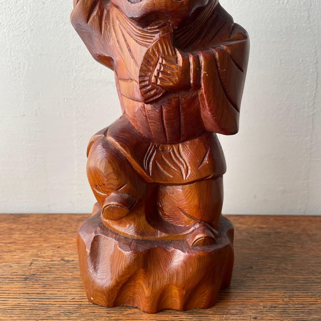 木彫り　獅子被り大黒天　獅子舞　大黒様　七福神　木製　縁起物