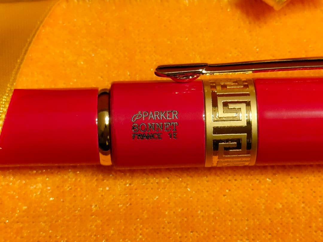 パーカー　ソネット　万年筆 ゴールド雷紋装飾 木製ケース付き　フランス製