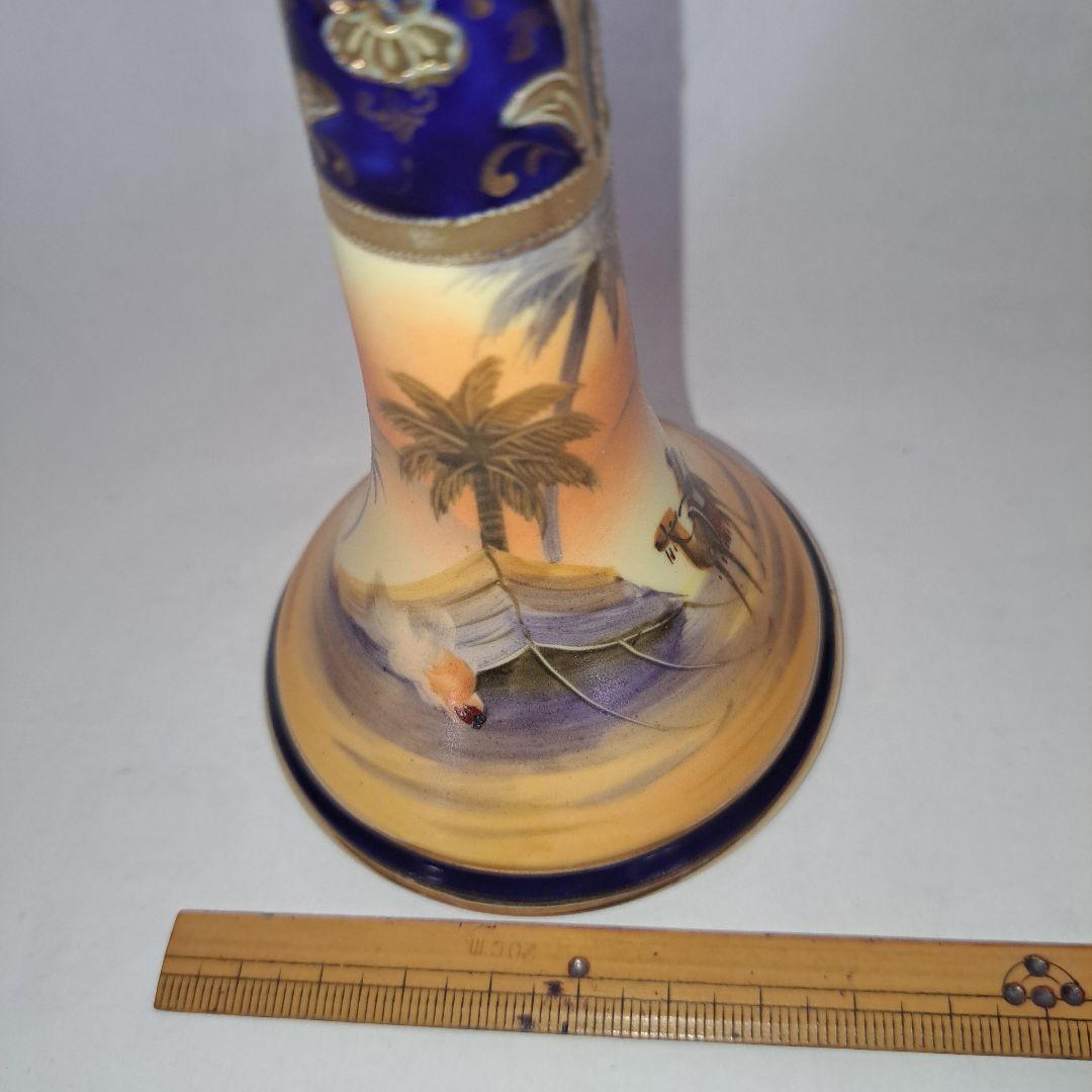 オールドノリタケ　キャンドル立て　１９３３年 　本金金彩色絵　砂漠ラクダ文
