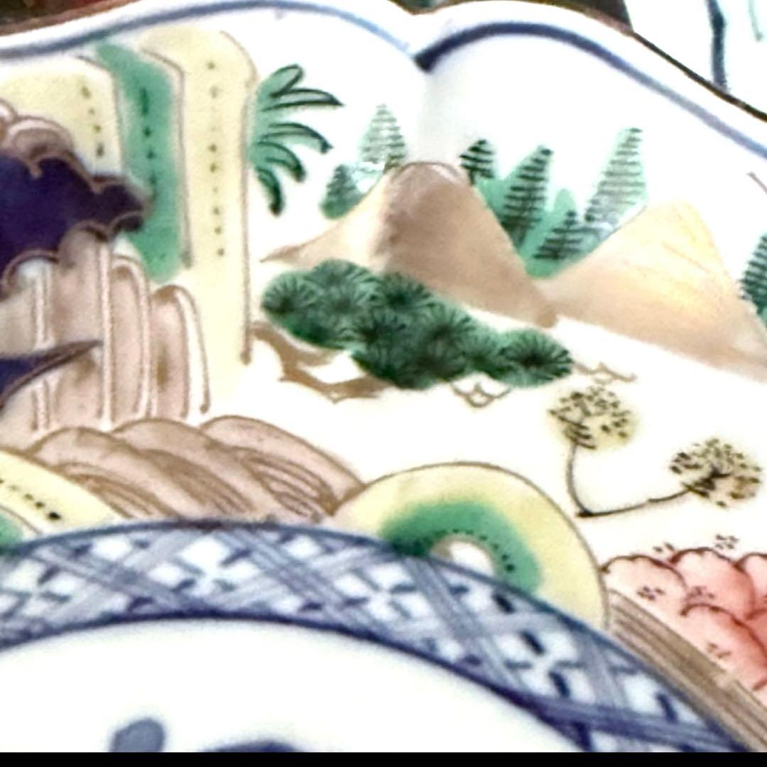 大雪特別価格‼️降誕祭GOLD伊万里錦手　帆かけ舟❌山水❌米俵富貴長春八寸皿5客