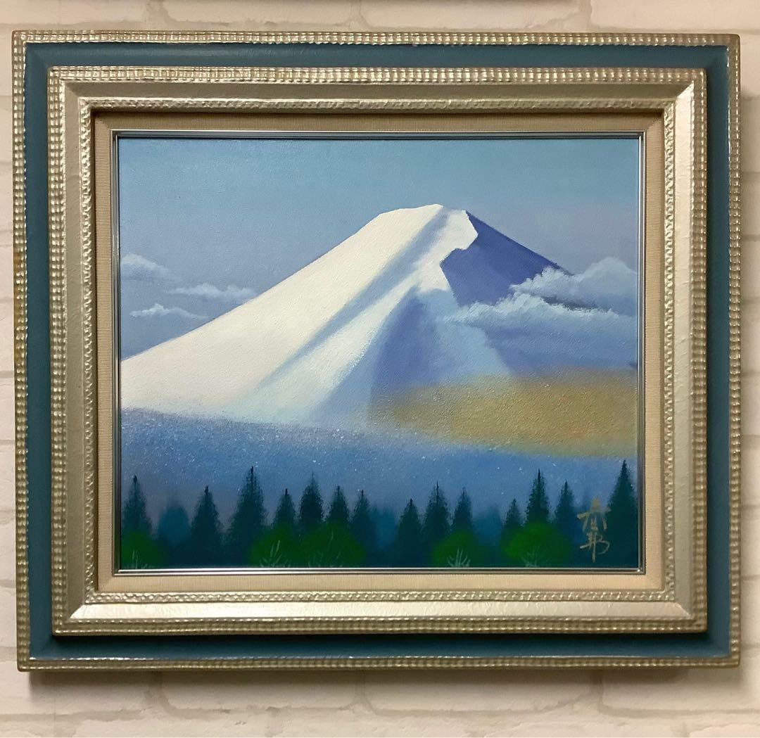 絵画・油絵・額縁付・徳田春邦・富士山・風景画・油彩画・美術品・インテリア