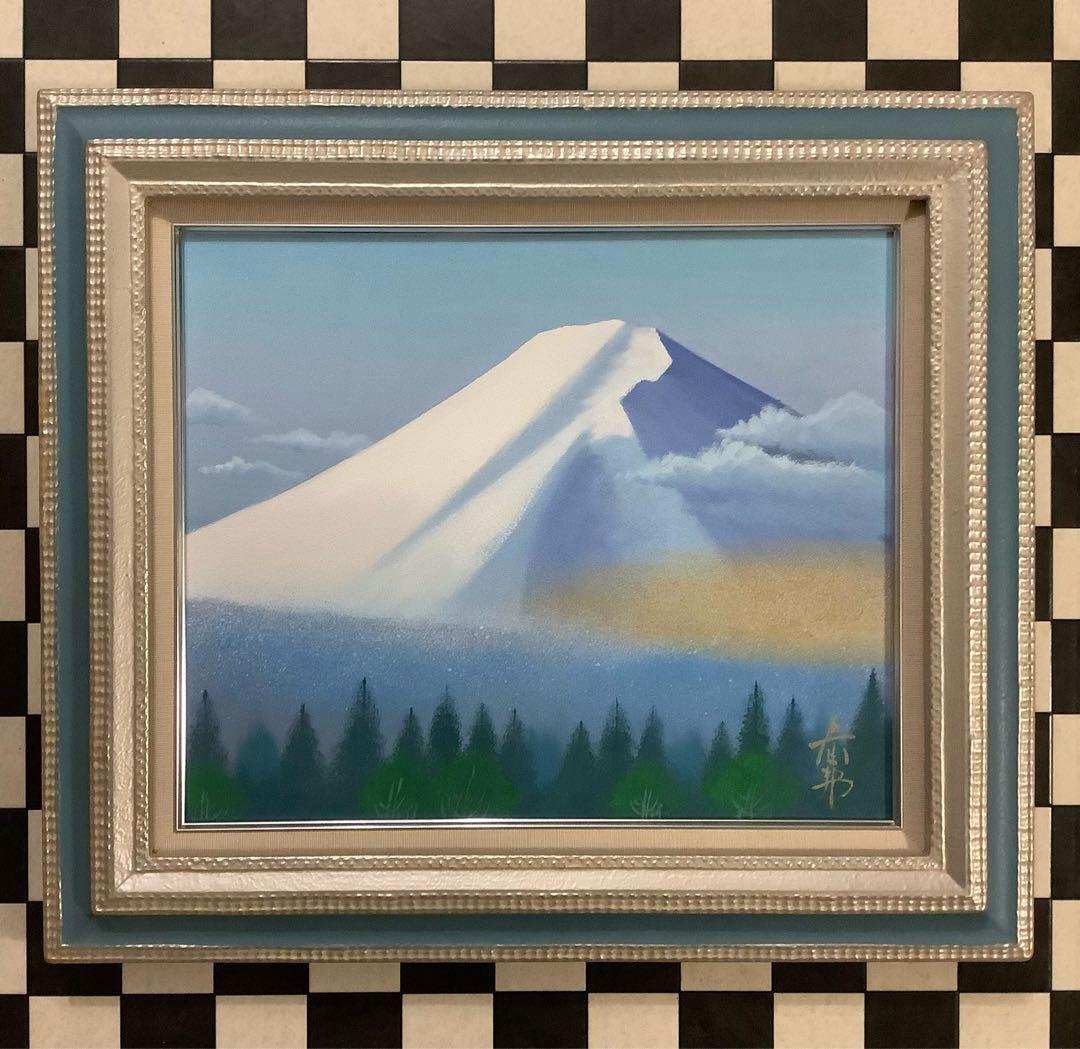 絵画・油絵・額縁付・徳田春邦・富士山・風景画・油彩画・美術品・インテリア