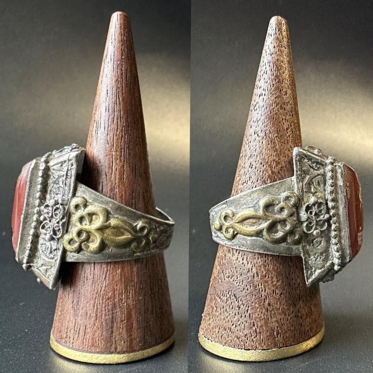 ビザンツ シルバーリング カラーストーン 印章指輪 パワーストーン 1547