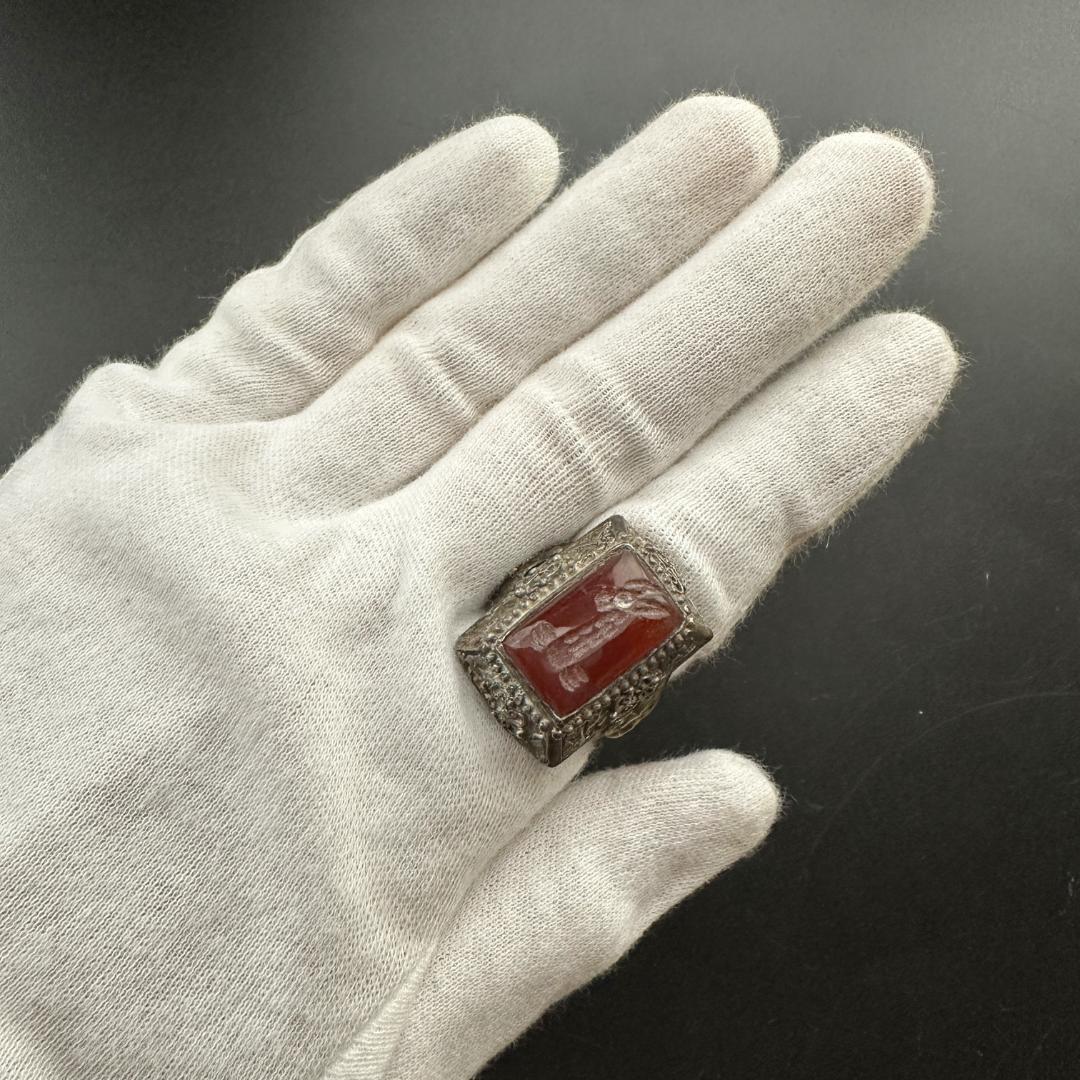 ビザンツ シルバーリング カラーストーン 印章指輪 パワーストーン 1547