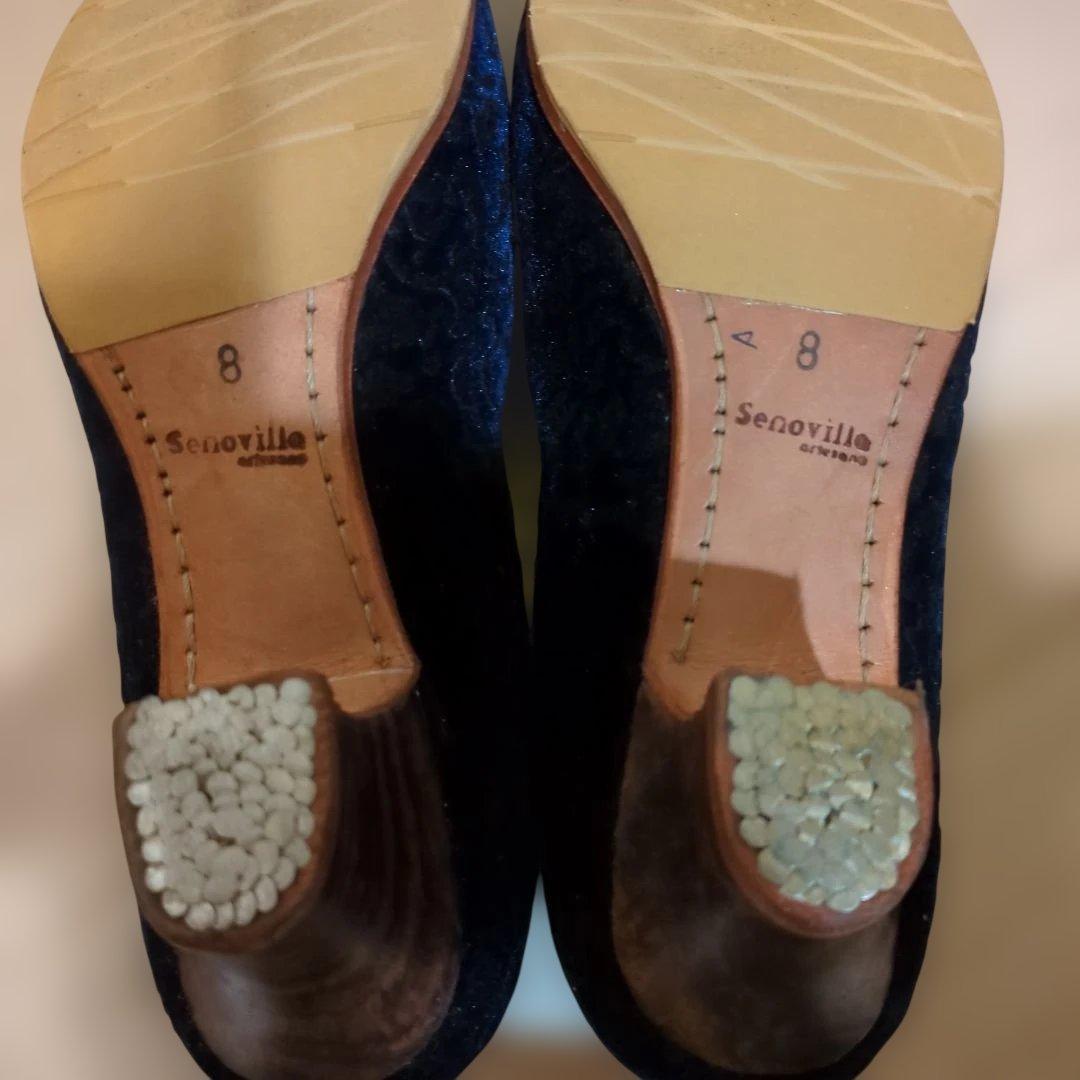 【セノビージャ】フラメンコシューズ ネイビー スエード サイズ8 (サイズ39)