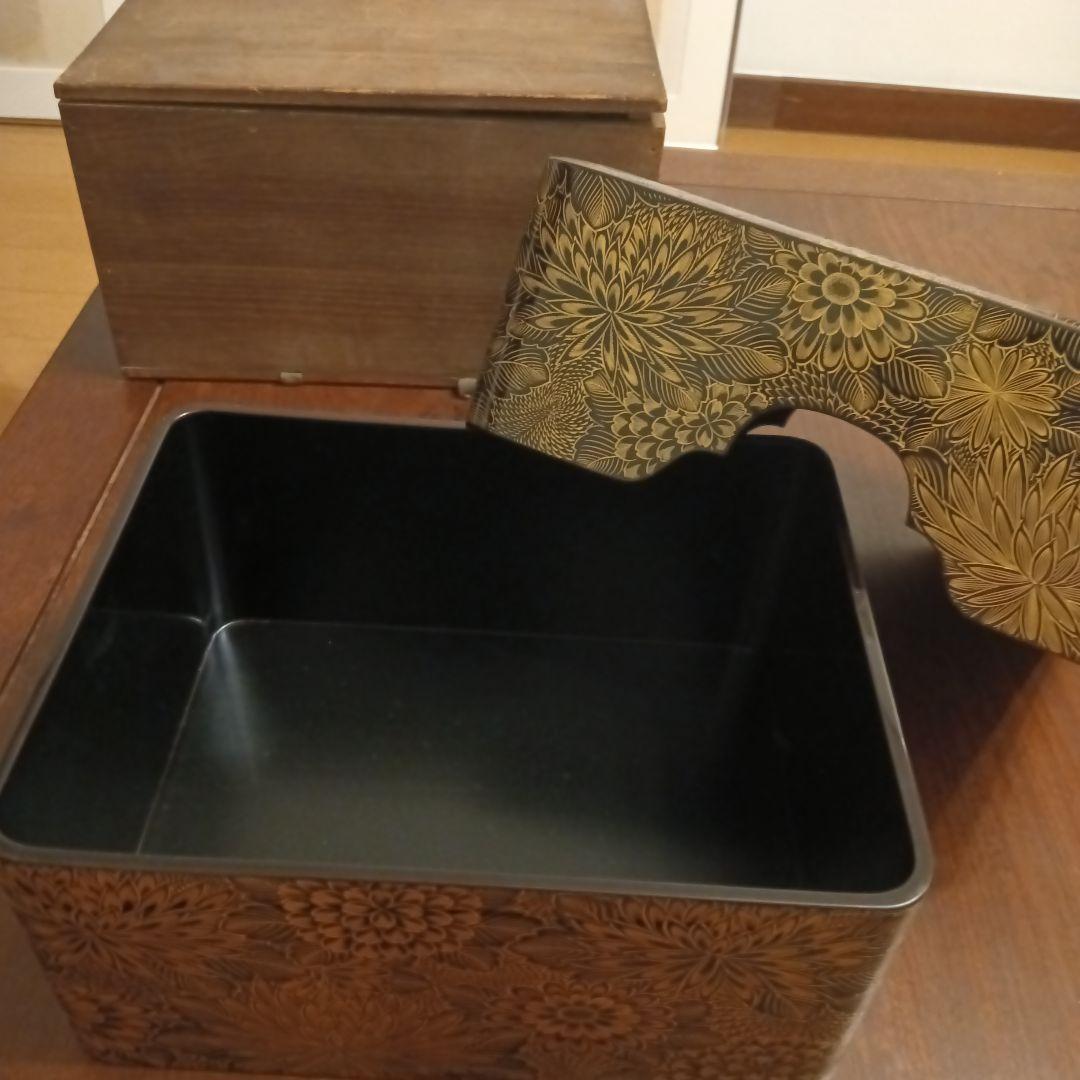 文庫 かぶせ蓋 菊彫詰 漆 文箱 BOX 小物入 漆器 御祝 贈り物 書類入れ