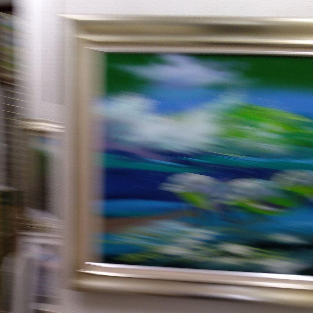 肉質油絵　横　F20　イルカ　額装仕上げ品