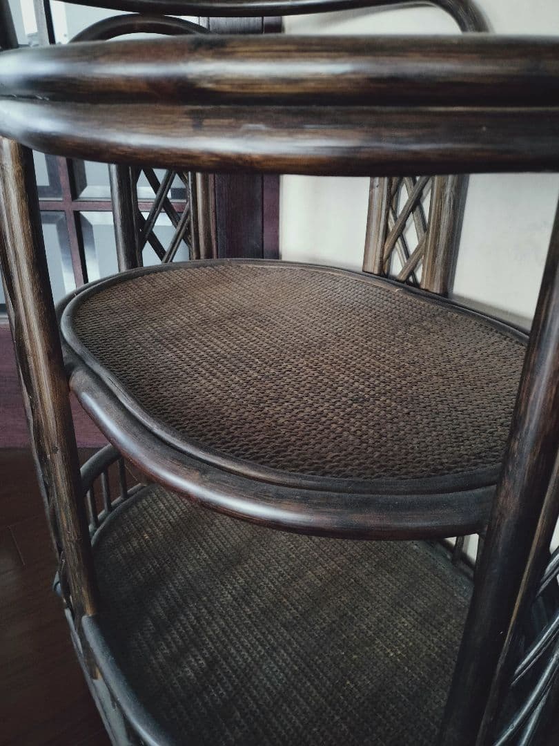 籐家具　3段キャスター付きカート　アンティーク