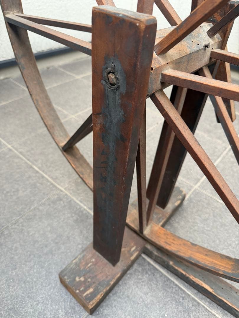 古い手紡ぎ車 糸車　機織　古道具