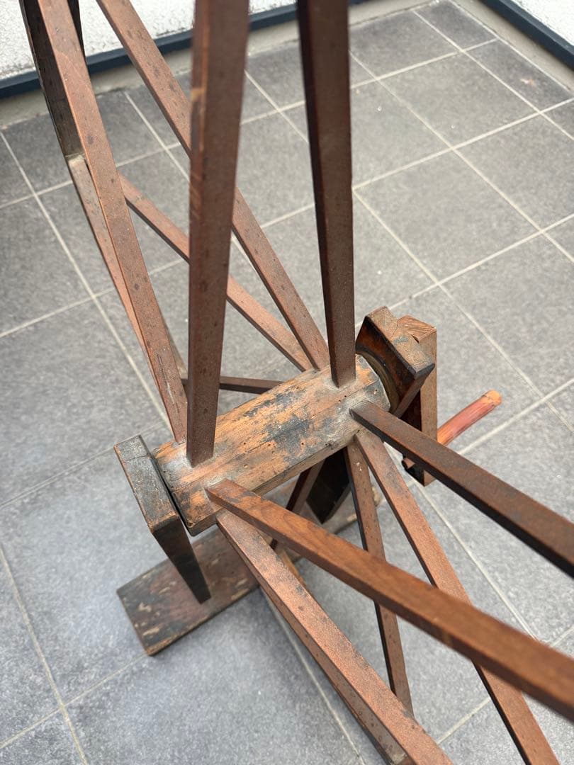 古い手紡ぎ車 糸車　機織　古道具