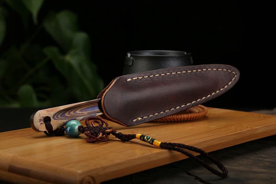 武具　刀装具  連体金茶刀   百錬模様鋼  手鍛造打 1本