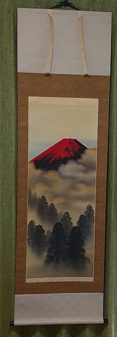 赤富士山水 田中芳園  掛け軸