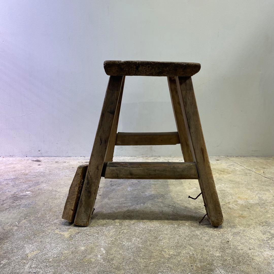 古い木製のスツール 花台 椅子 アンティーク