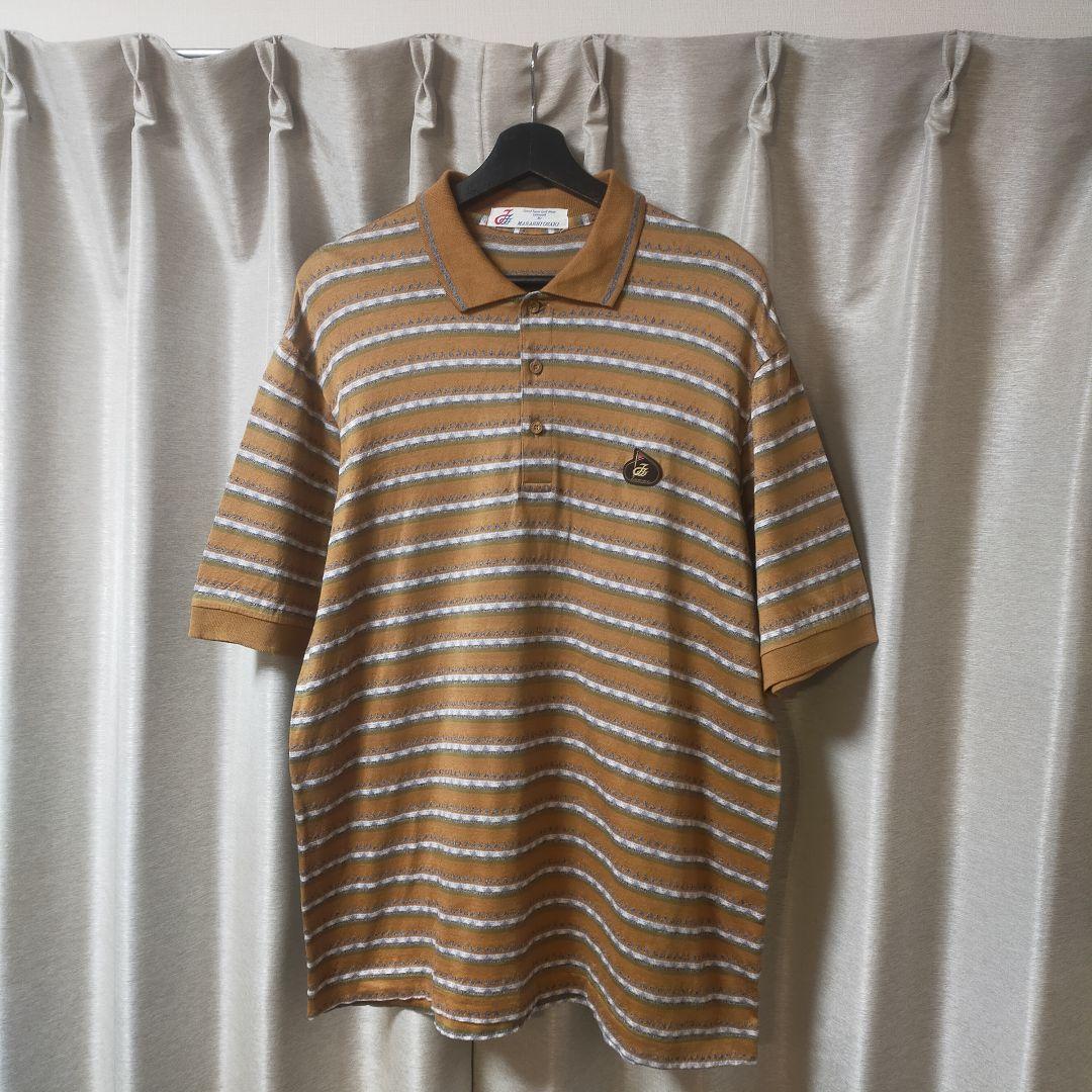 【80s-90s】 尾崎将司 ジャンボ尾崎 総柄 ポロシャツ フリーサイズ