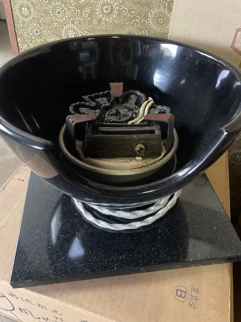 m.m高木治良兵衛 鉄釜共箱 野々田風炉型電熱器セット　茶道具