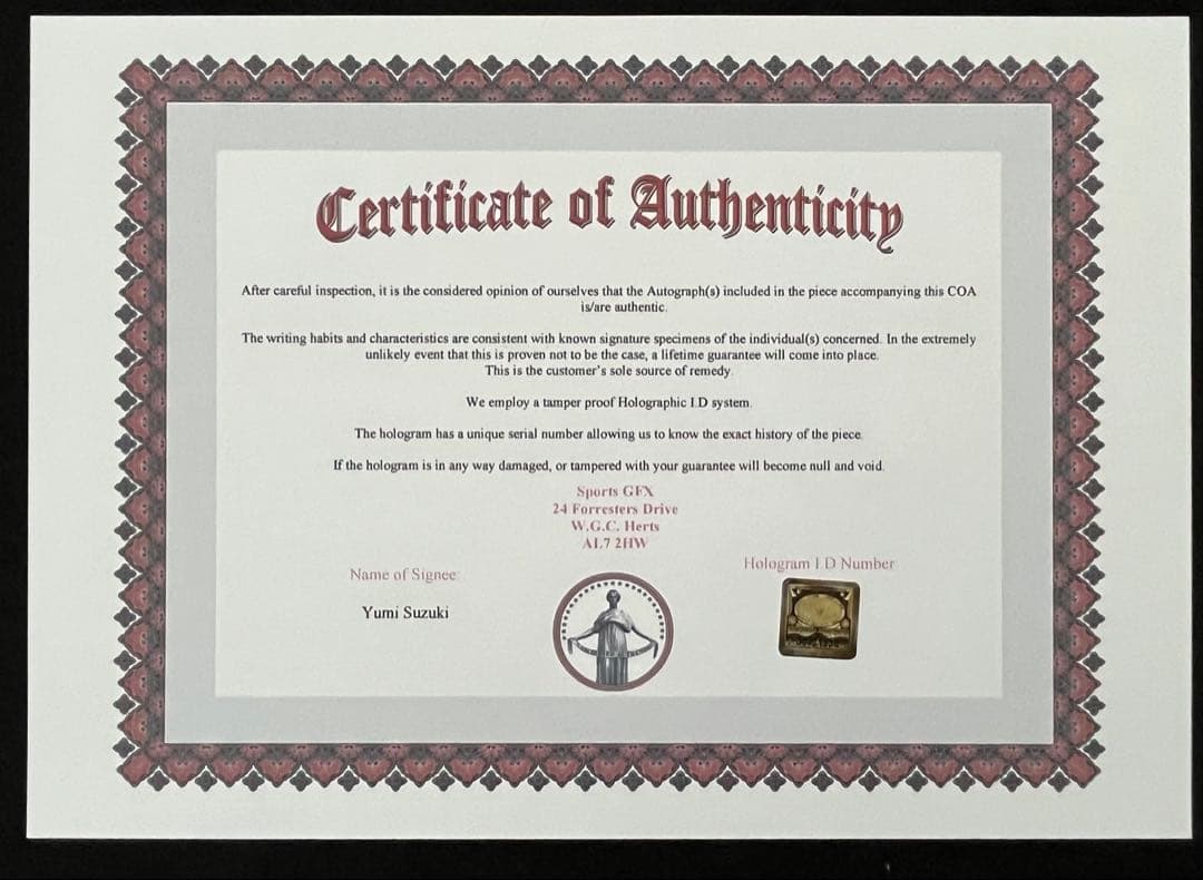 鈴木夕湖 直筆サイン付き写真 ロコ•ソラーレ 証明書付き　1枚