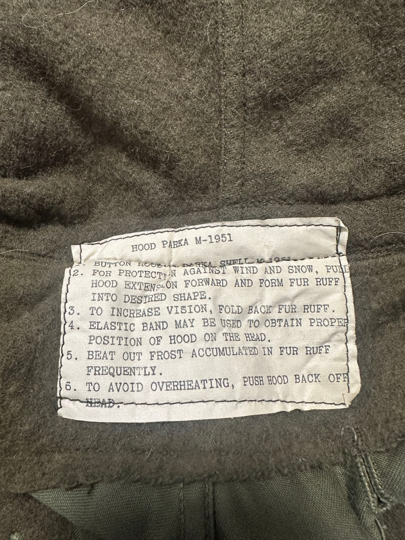 M-51 パーカー用フード　白ラベル