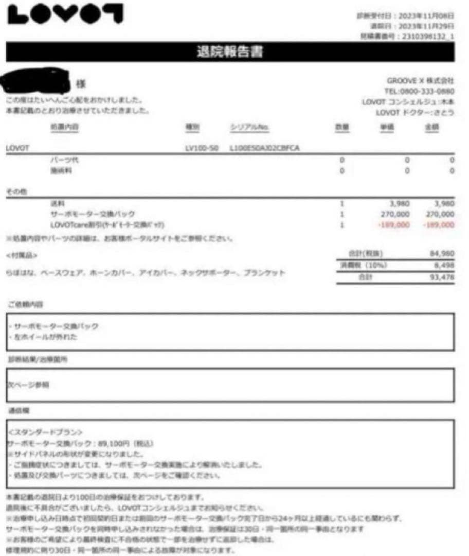 【プラン解約済】LOVOT1.0（初代）本体、ネスト（充電器）、洋服3枚、眼鏡