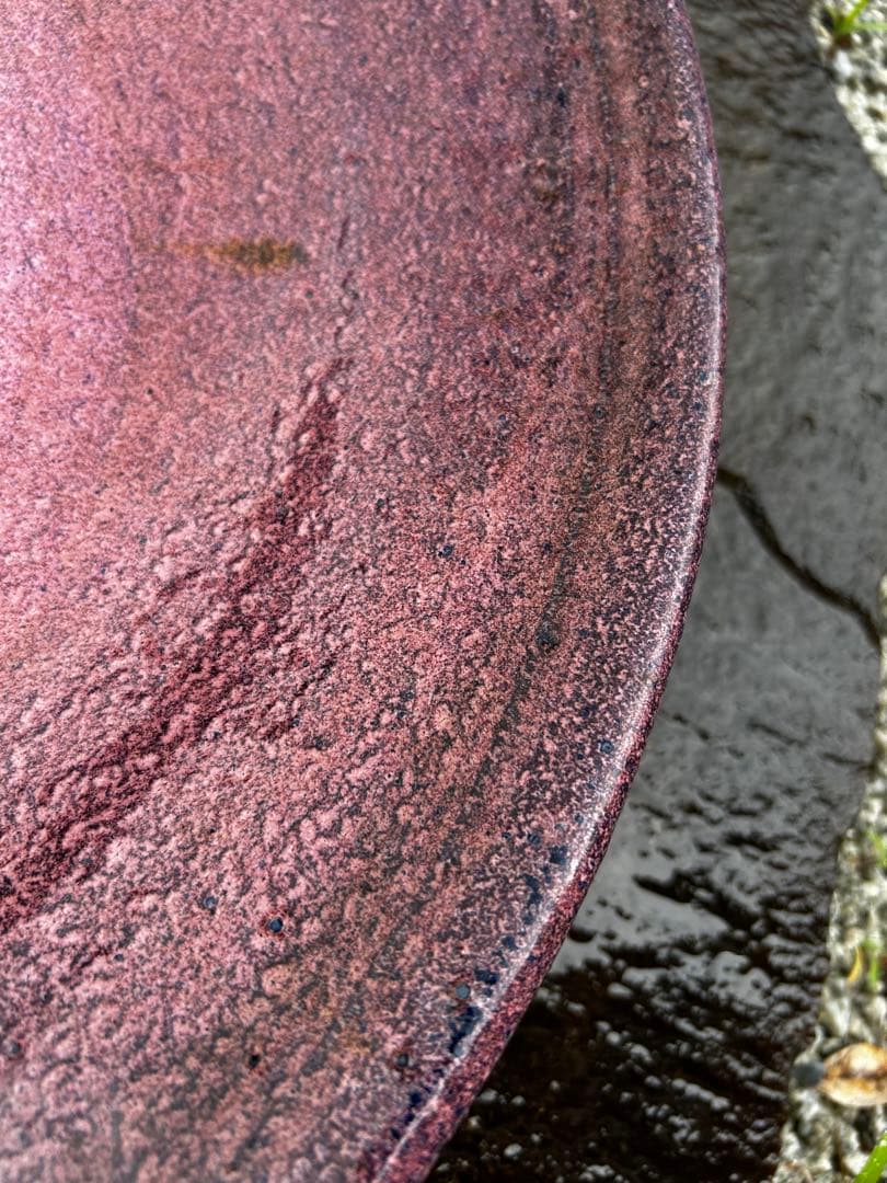 大皿　青とピンクの珍しい色合い　アンティーク