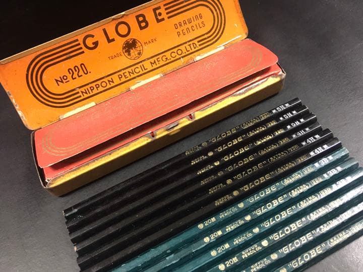 レトロ鉛筆、昭和レトロ鉛筆、古い鉛筆、廃盤鉛筆、GLOBE鉛筆、アンティーク