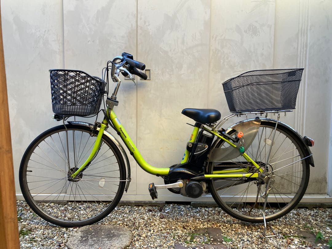 電動アシスト自転車 パナソニック ビビ・DXグリーン 26インチ 前後籠付き