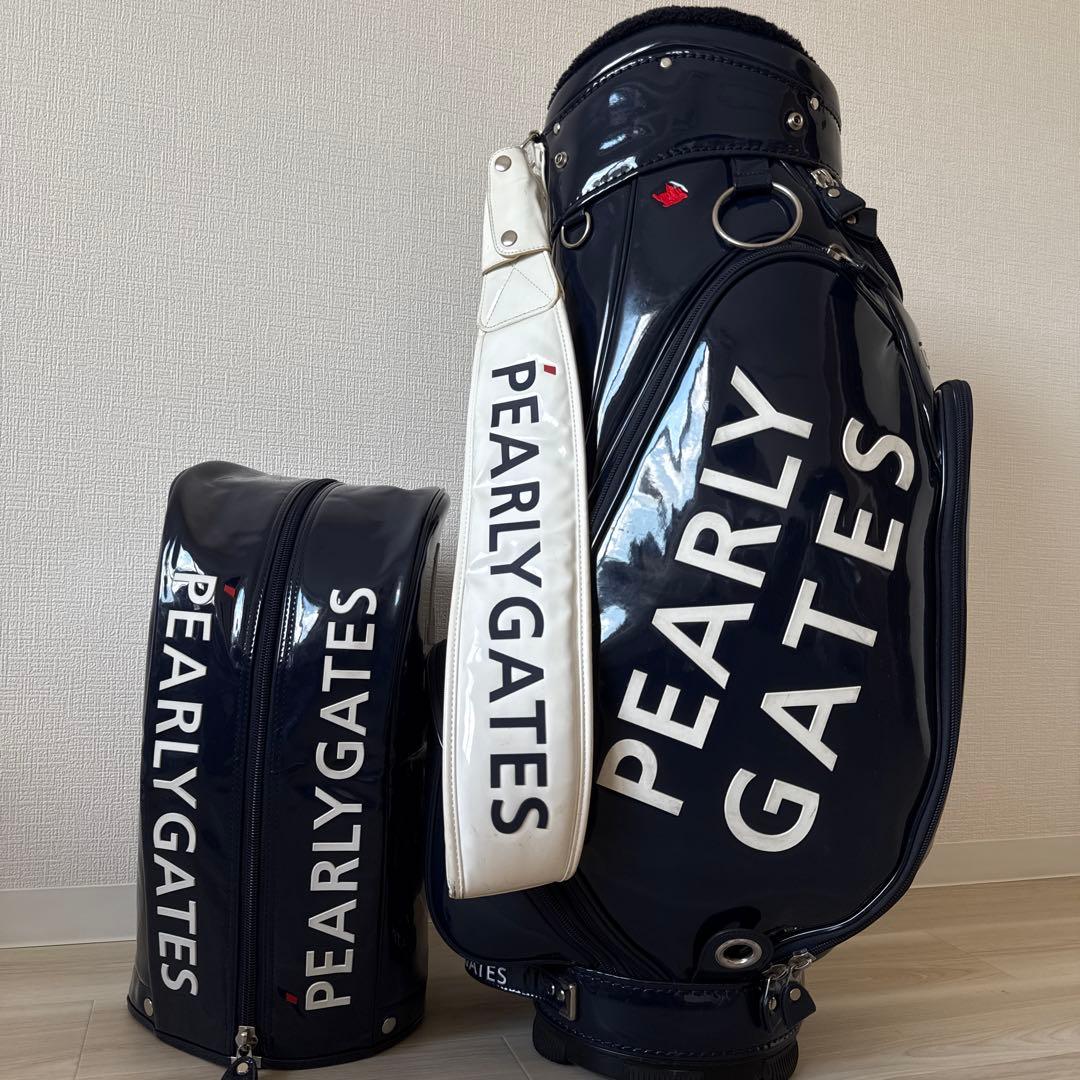 パーリーゲイツ キャディ バッグ トーナメントモデル　紺　ネイビー　エナメル素材