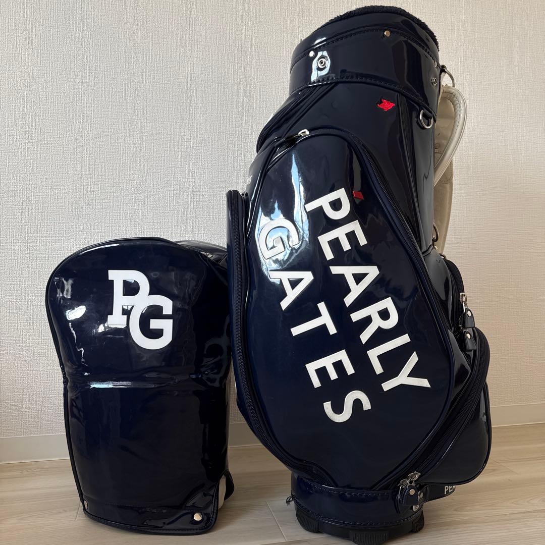 パーリーゲイツ キャディ バッグ トーナメントモデル　紺　ネイビー　エナメル素材