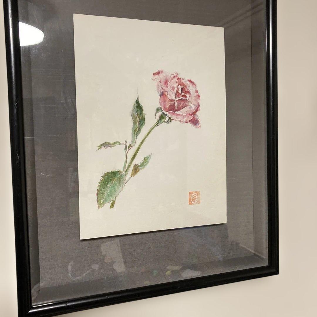 高級額　水彩画　薔薇