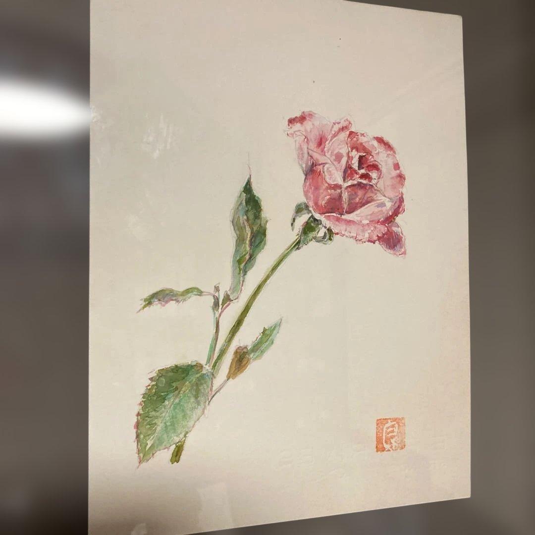 高級額　水彩画　薔薇