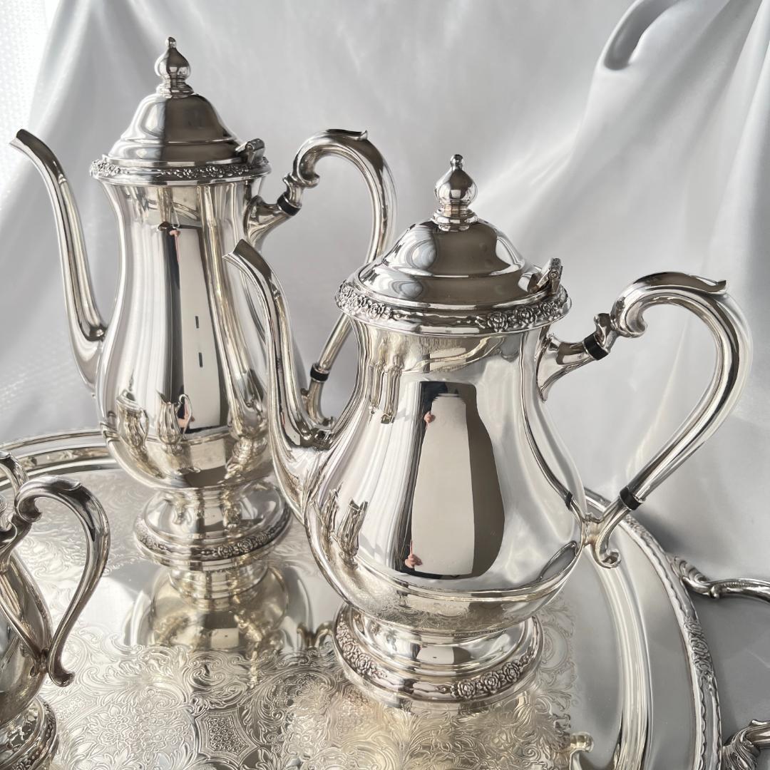 【CAMILLE】ティーサービス 5点 トレー ティーポット 薔薇のレリーフ