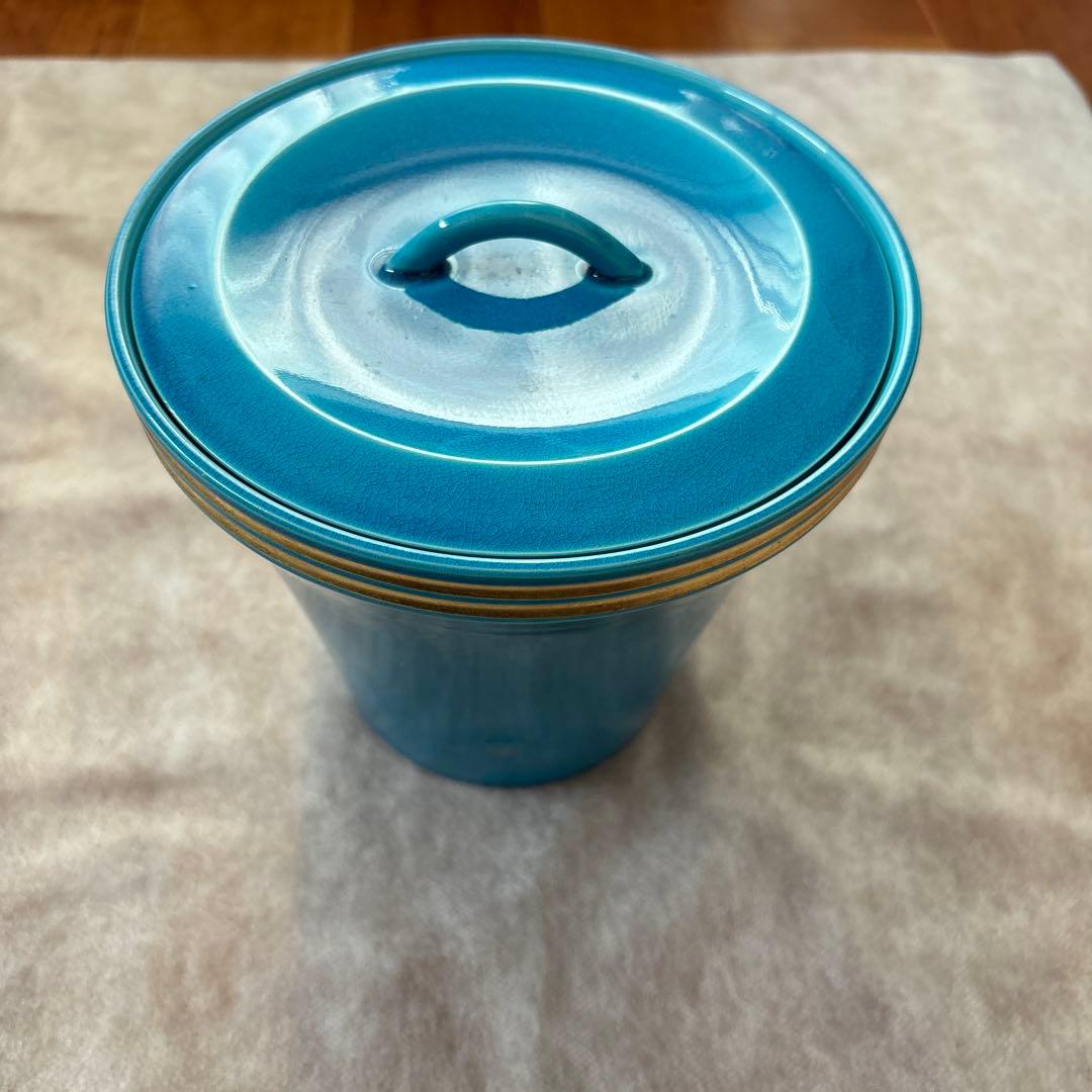 茶道具　即中斎宗匠好　浅黄交趾　末広水指　翠嵐窯