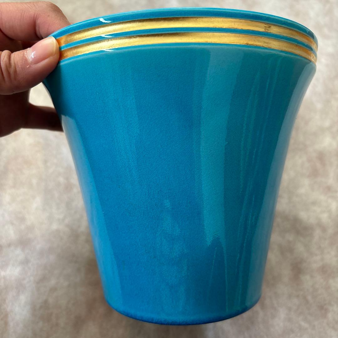 茶道具　即中斎宗匠好　浅黄交趾　末広水指　翠嵐窯