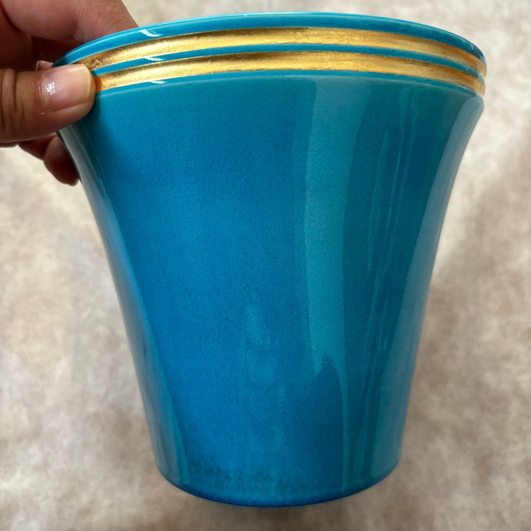 茶道具　即中斎宗匠好　浅黄交趾　末広水指　翠嵐窯