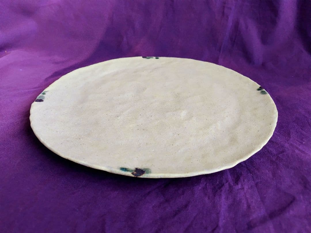 黄釉平丸盤 (未使用 新品同様)